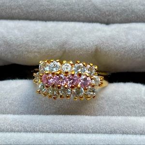 Exquisite Pink and White Stone Ring
